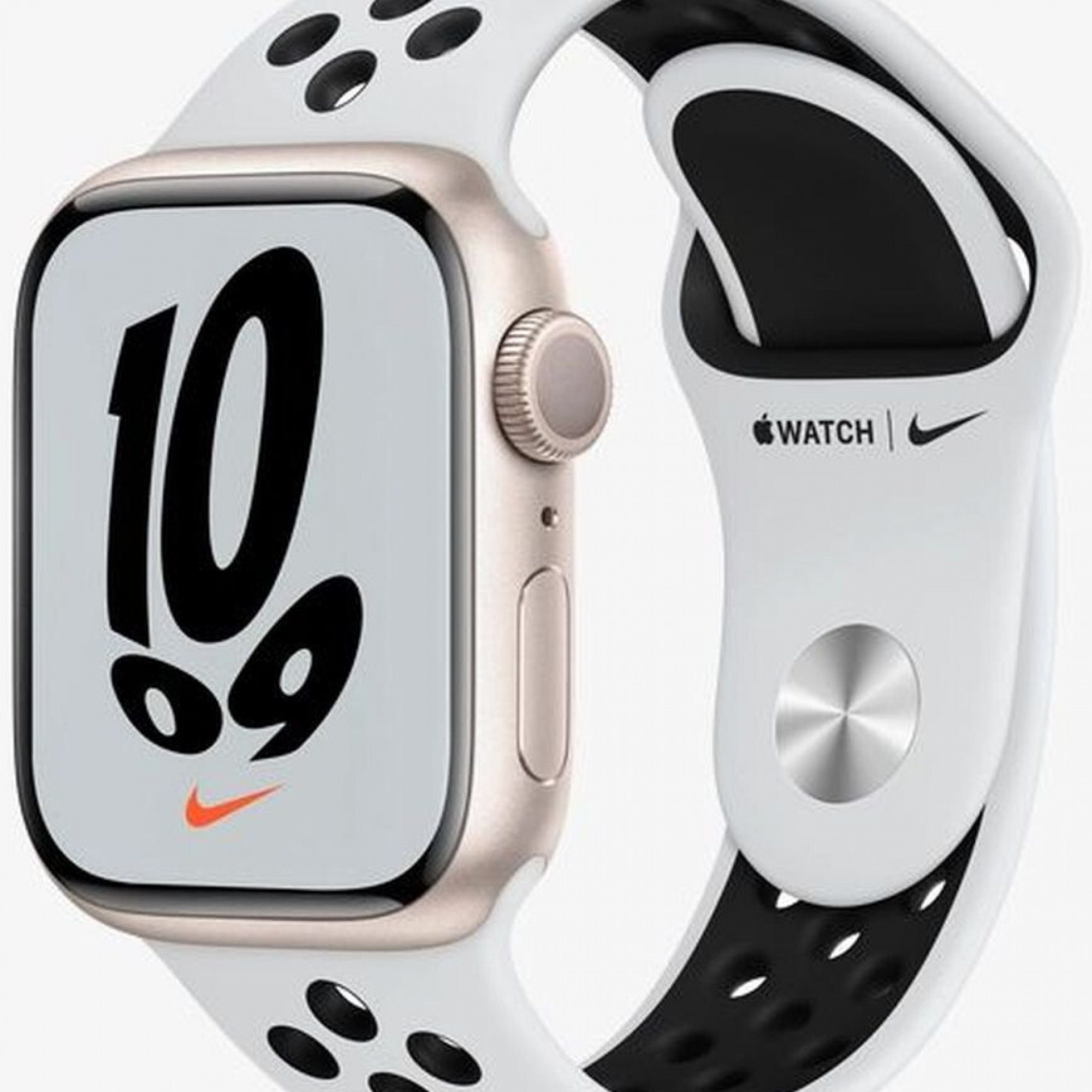 Apple Watch Nike Series 7 GPS 41mm Starlight Aluminium Case Pure Platinum/Black Nike Sport (MKN33)